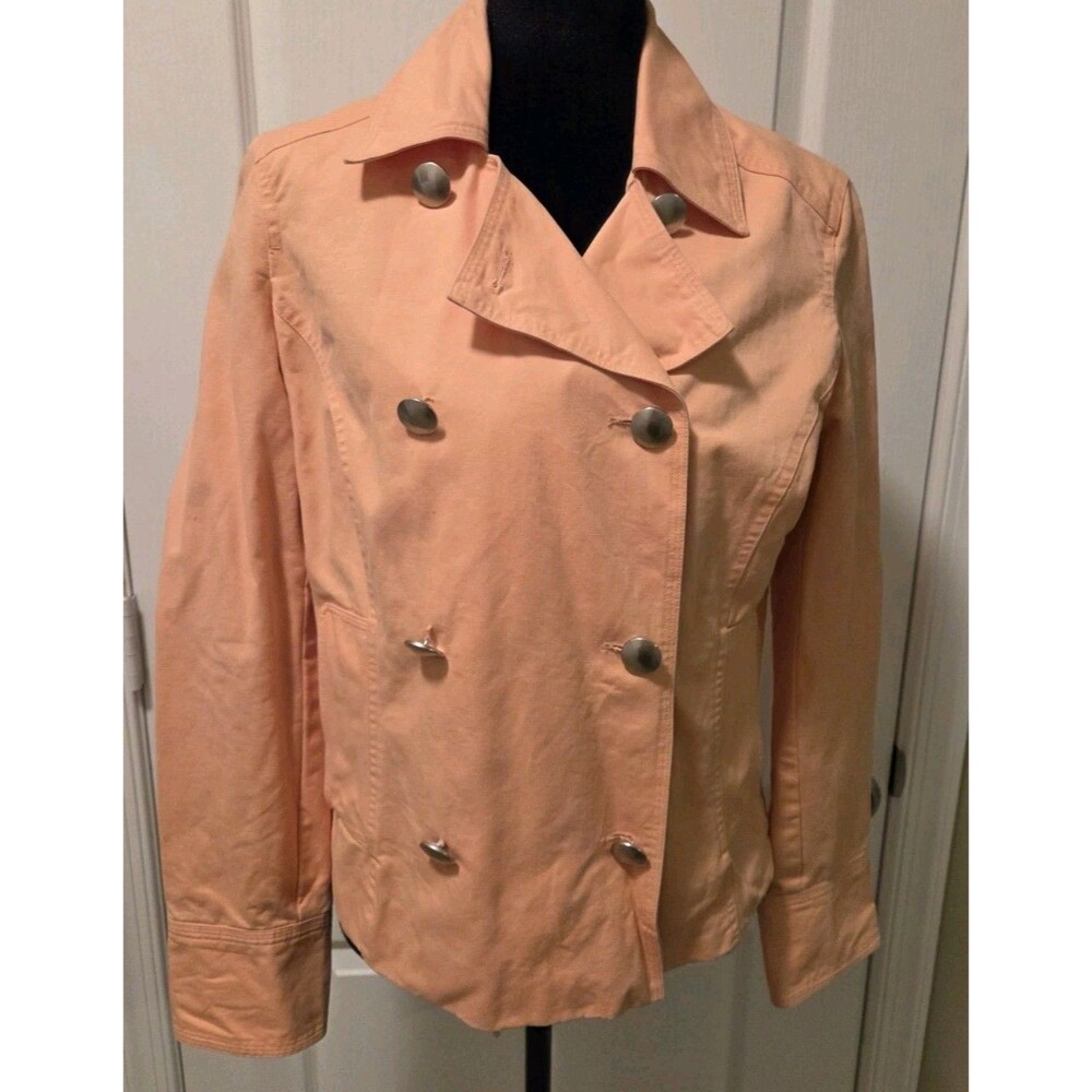Bass Women’s Peach Peacoat Jacket Double-Breasted Button Lined Pockets - Size S